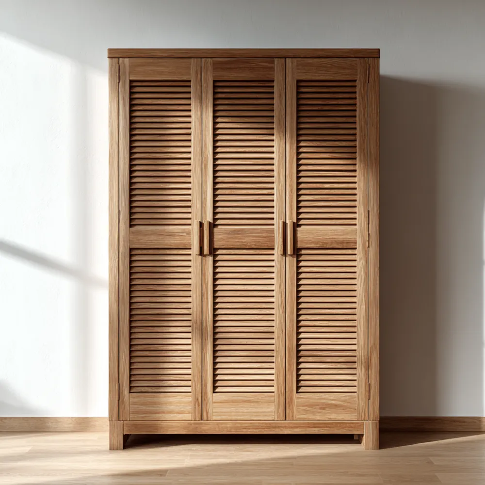 Armario de Madera de Tres Puertas 150x200x60 cm – Roble – Estilo Clásico