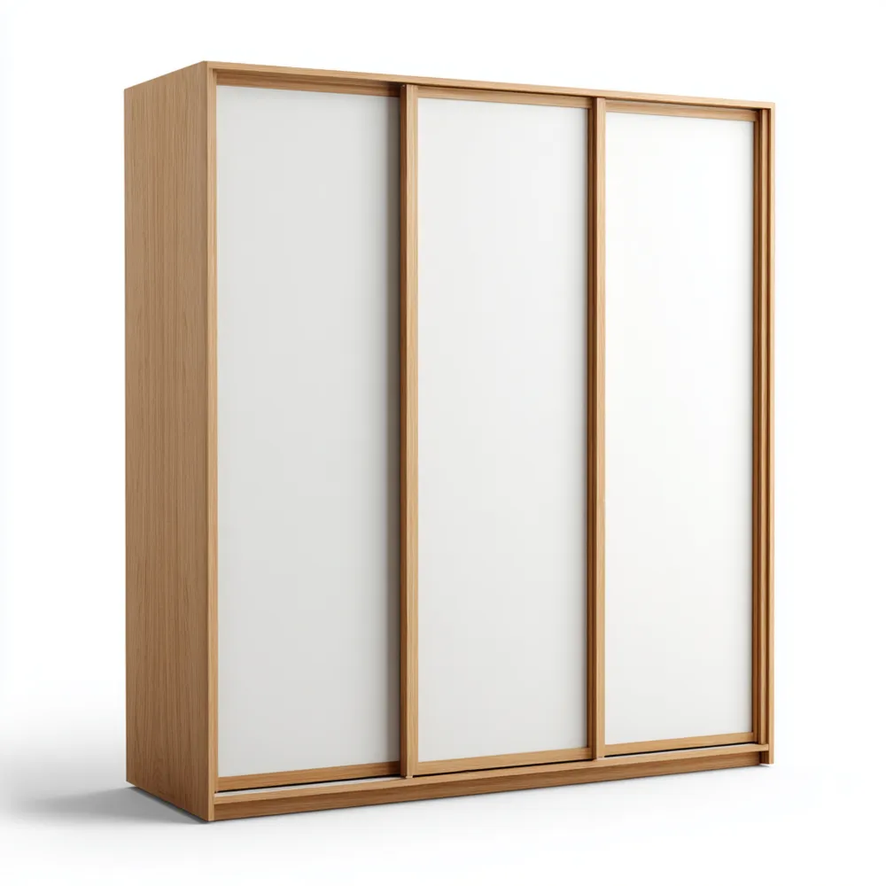 Armario con puertas correderas 120x200x60 cm Madera y Blanco - Diseño moderno