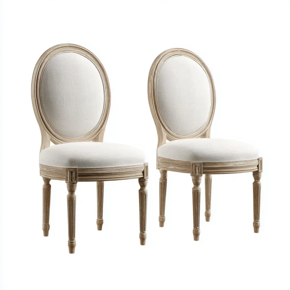 Juego de 2 sillas de comedor Madera 55x50x100 cm - Beige - Estilo clásico
