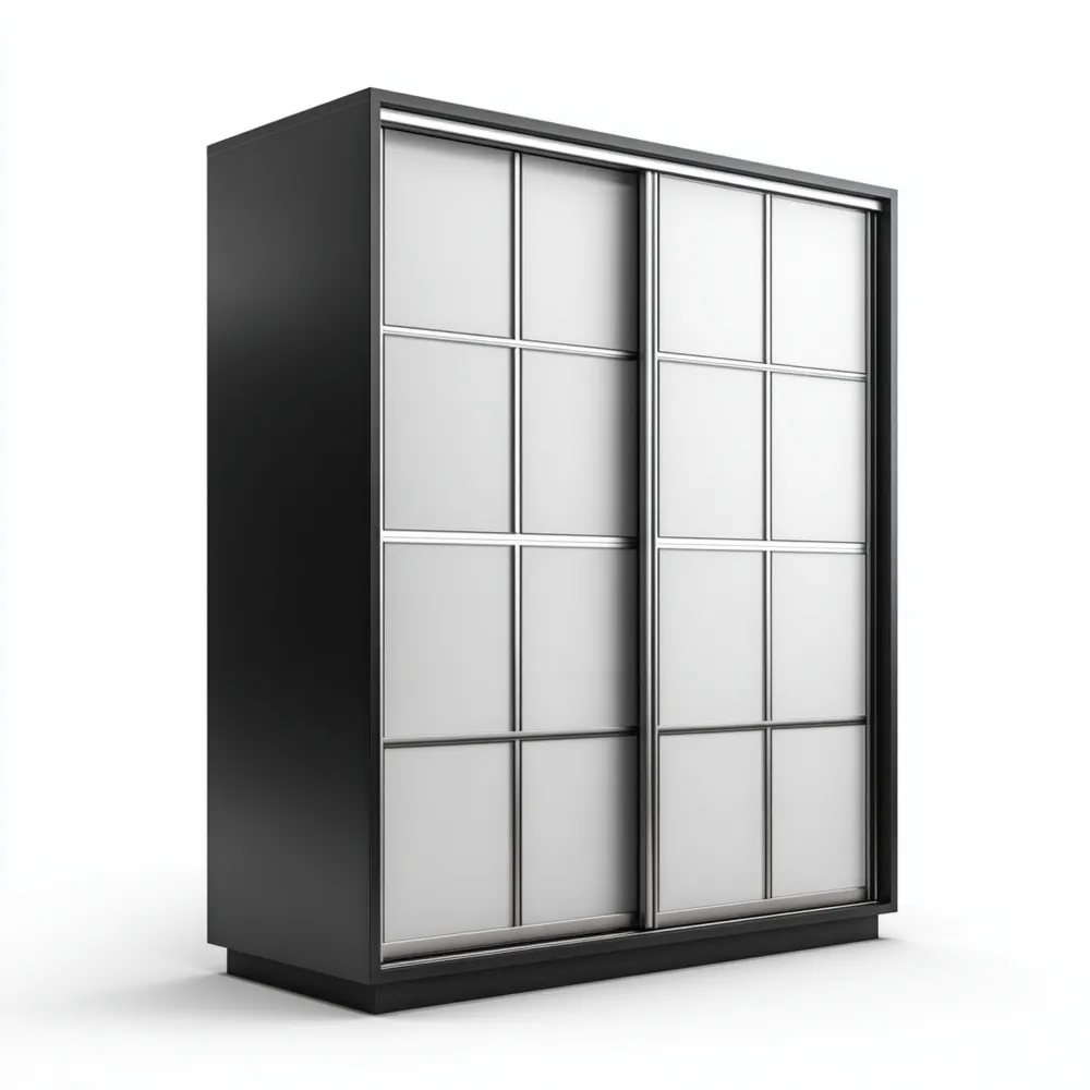 Armario con Puertas Correderas 200x220x60 cm - Blanco/Negro - Diseño Moderno