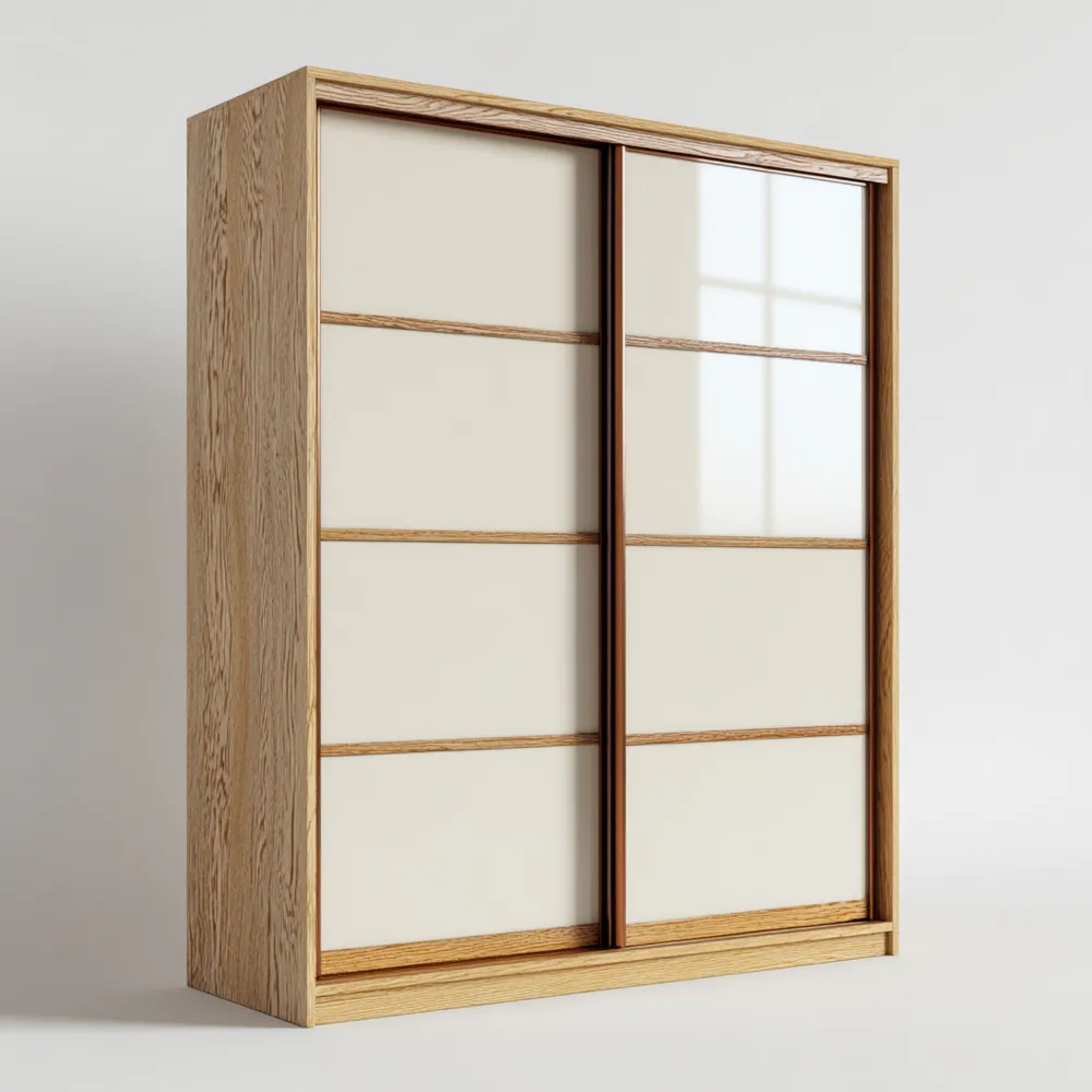Armario de madera con puertas correderas 180x200x60 cm - Roble Claro