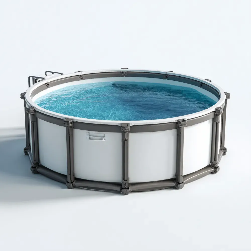 Piscina redonda sobre suelo de acero 366x366x122 cm - Blanco/Negro - Estructura robusta