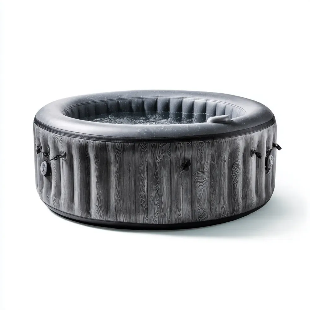 Jacuzzi Hinchable PVC 196x196x71 cm - Efecto Madera - Gris Relajante Spa