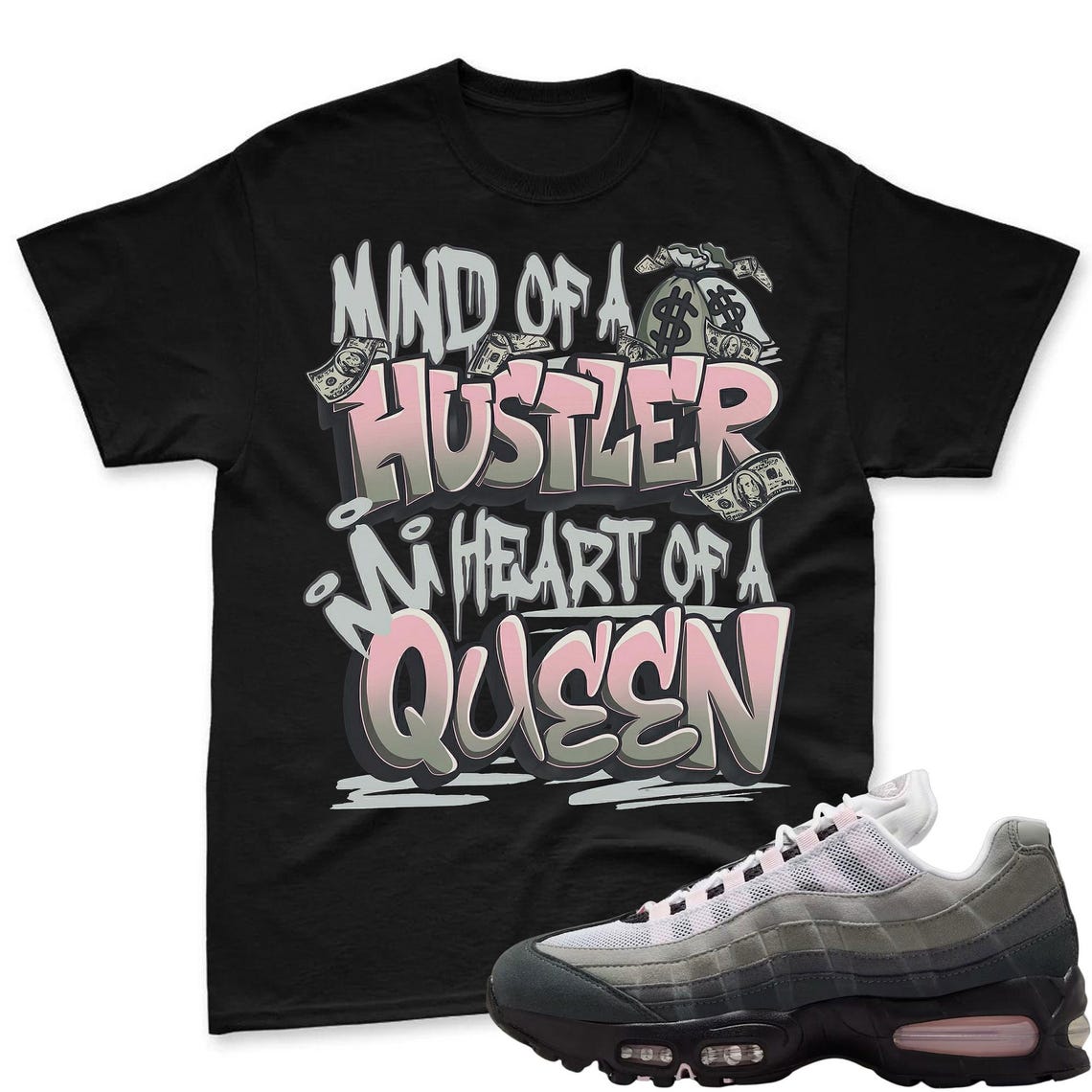 QUEEN! Shirt To Match Air Max 95 Pink Foam Black White OG Big Bubble