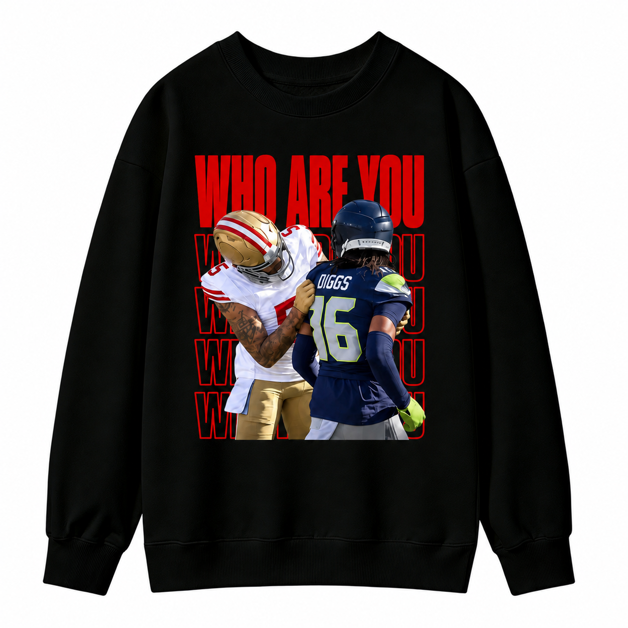 Who Are You Graphic Sweatshirt, Football Rivalry Print Sweatshirt, Funny Game Day Sweatshirt