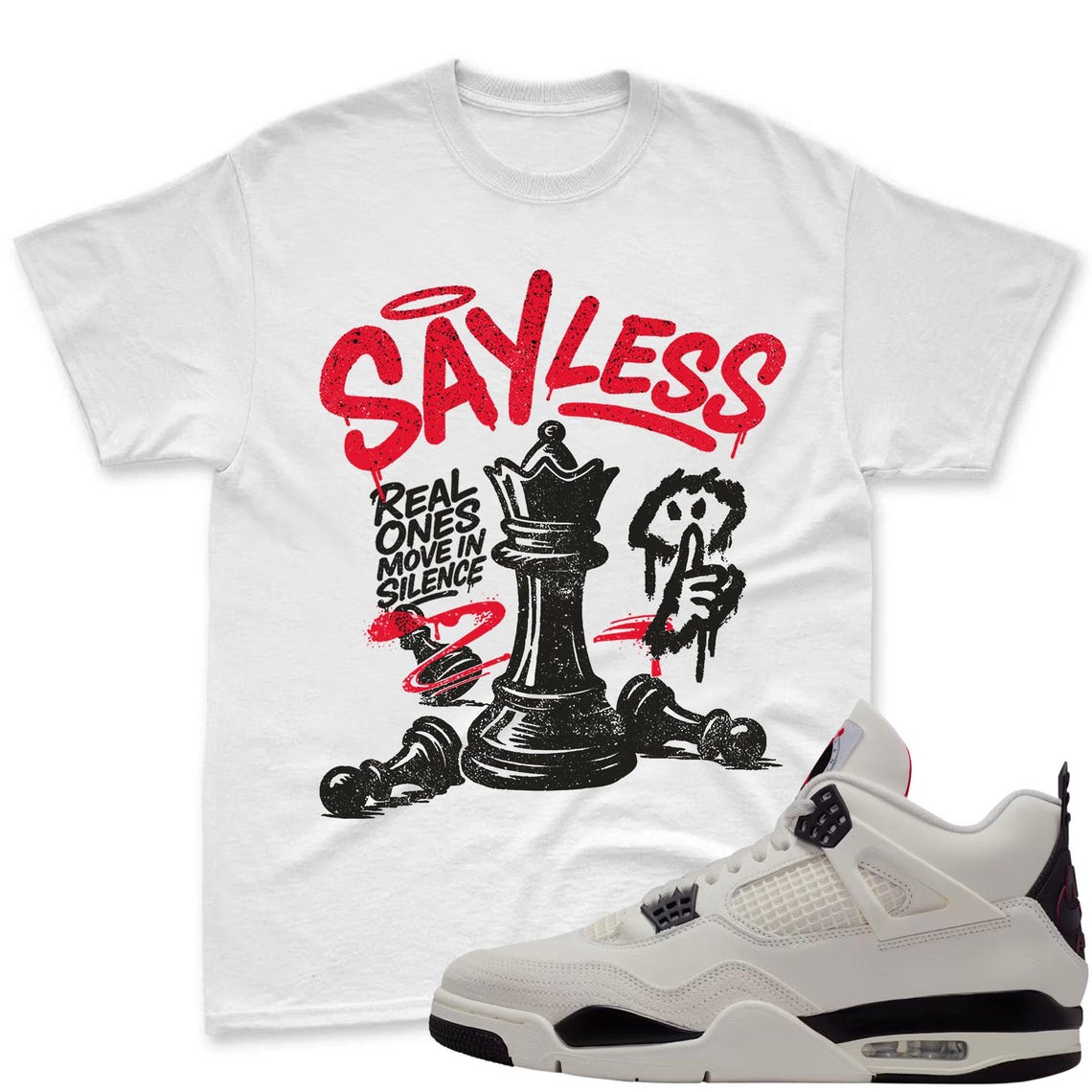 SAYLESS! Shirt To Match Jordan 4 Flight Club Sneaker - Flight Club Sneaker Match Shirt