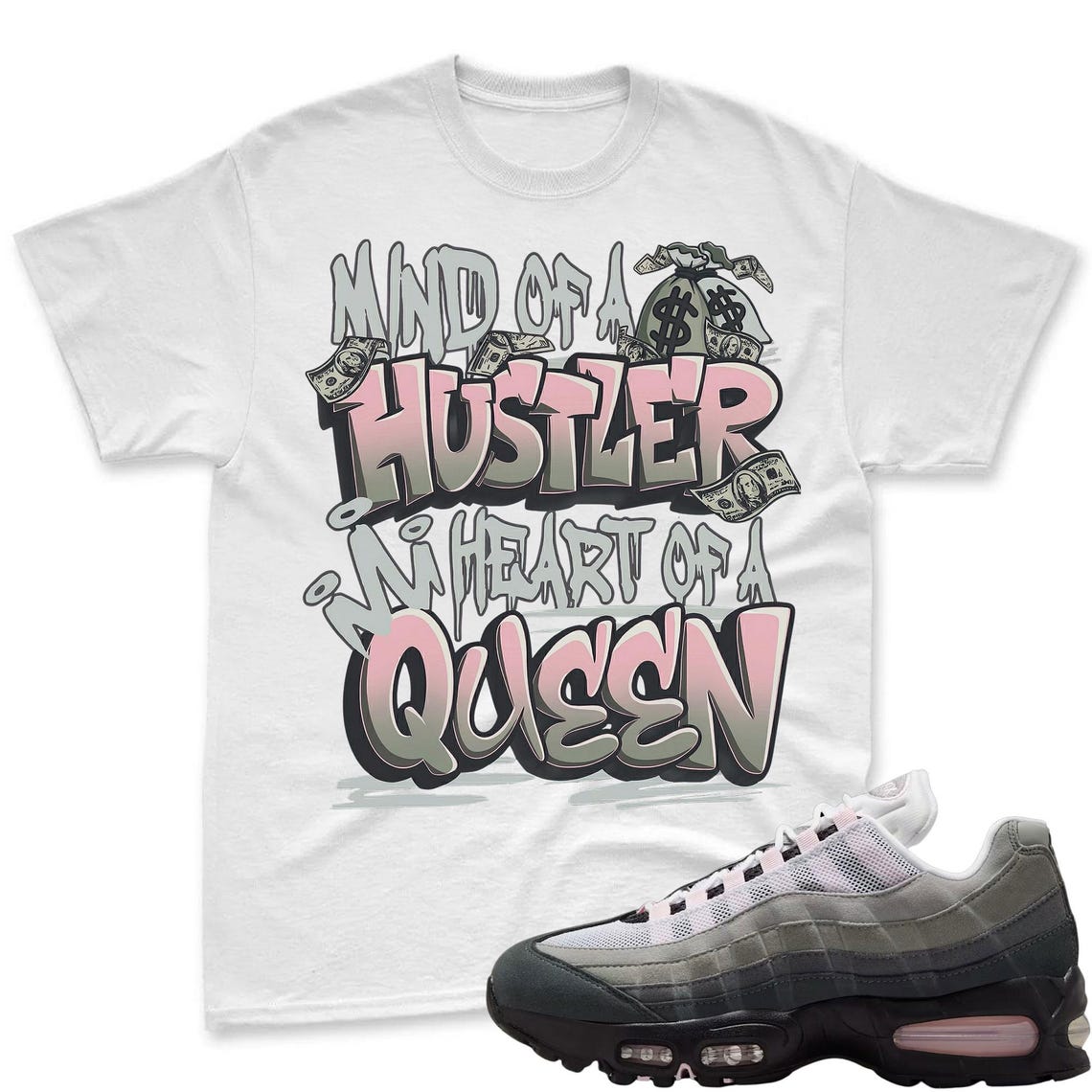 QUEEN! Shirt To Match Air Max 95 Pink Foam Black White OG Big Bubble
