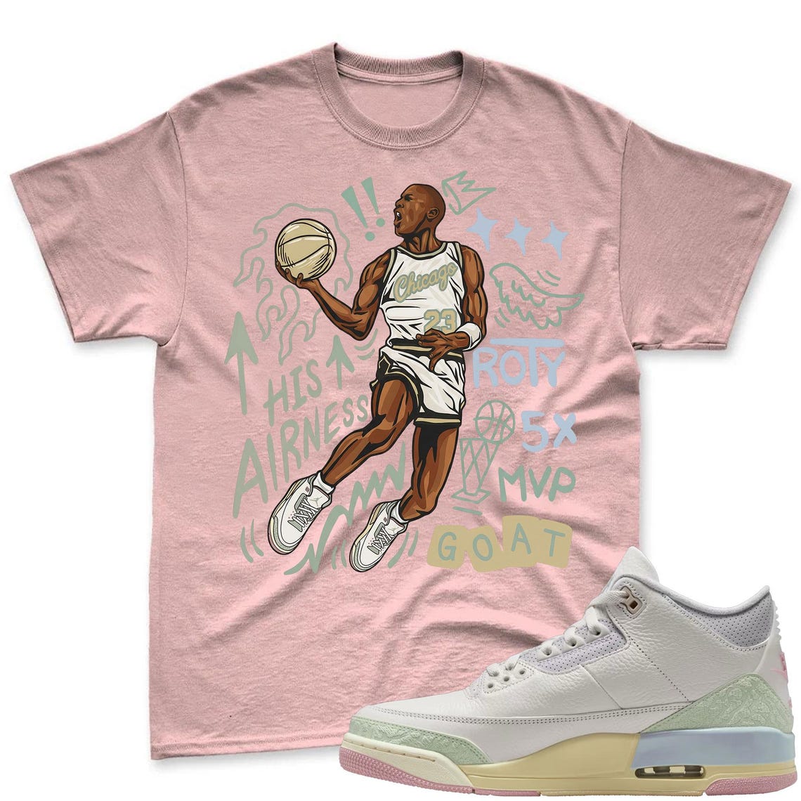 FLAIR 23! Shirt To Match Air Jordan 3 Sail & Jade Aura - Spring In The Air Matching Shirt