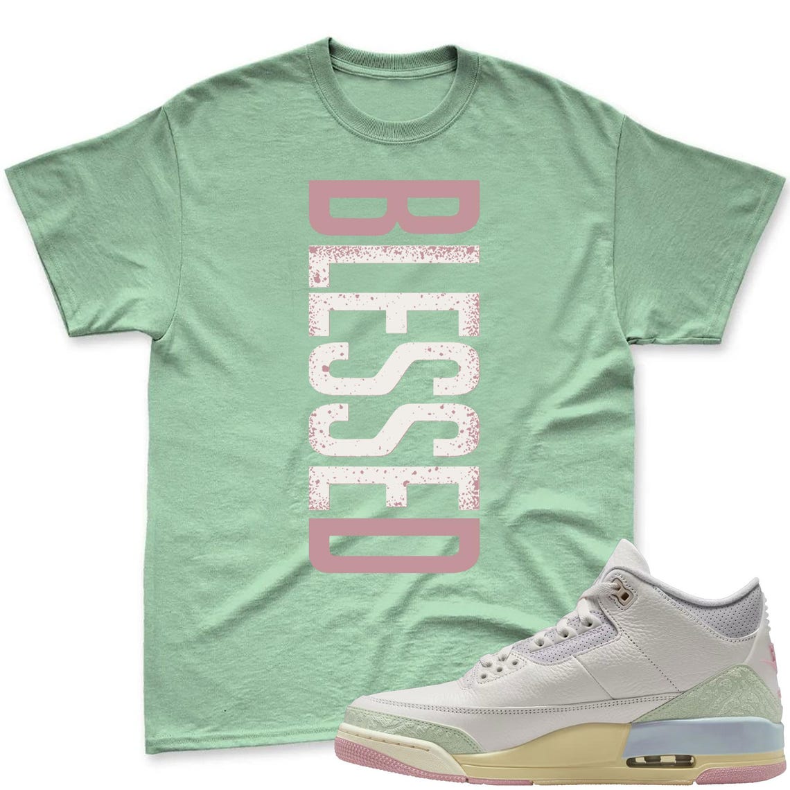BLESSED! Shirt To Match Air Jordan 3 Sail & Jade Aura - Spring In The Air Matching Shirt