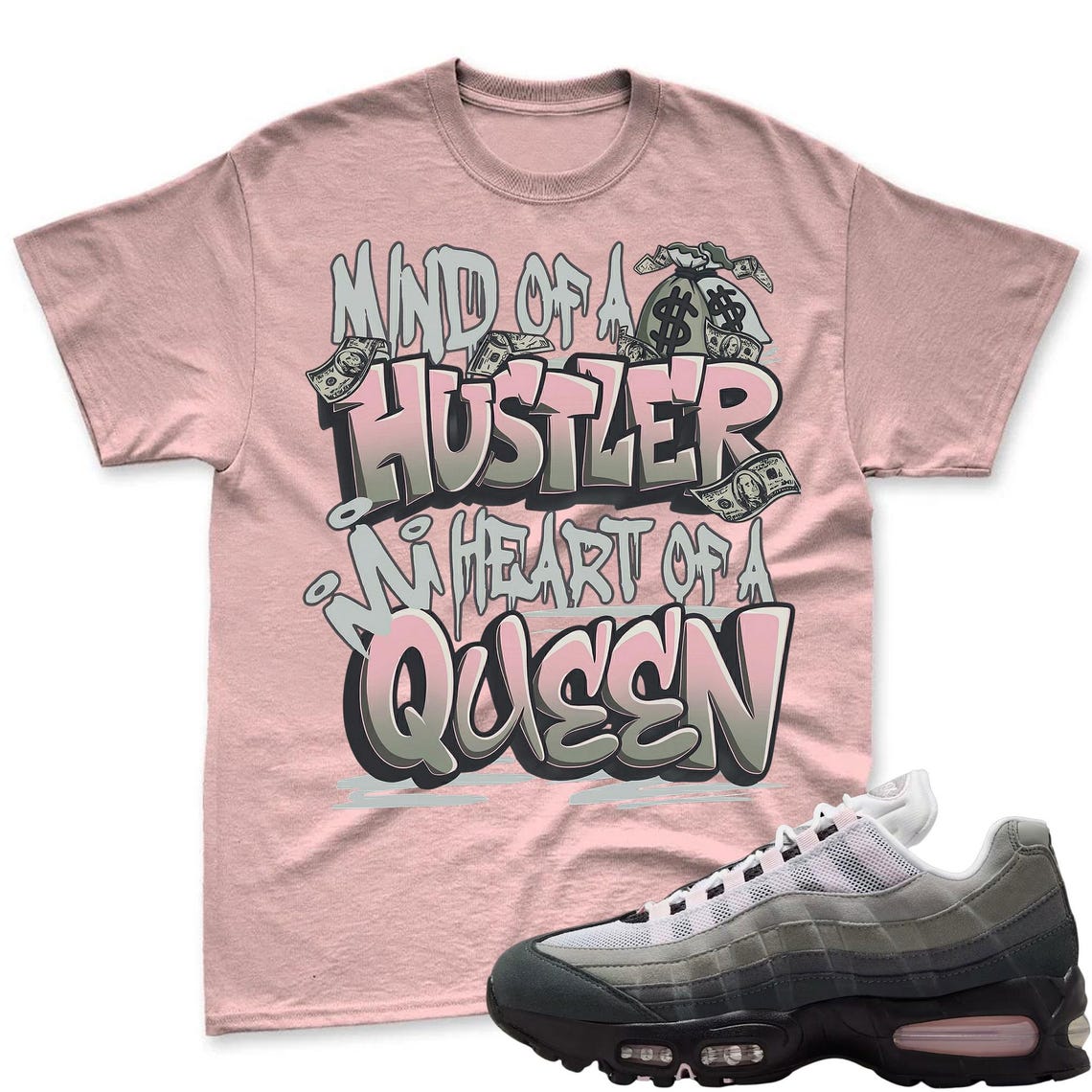 QUEEN! Shirt To Match Air Max 95 Pink Foam Black White OG Big Bubble