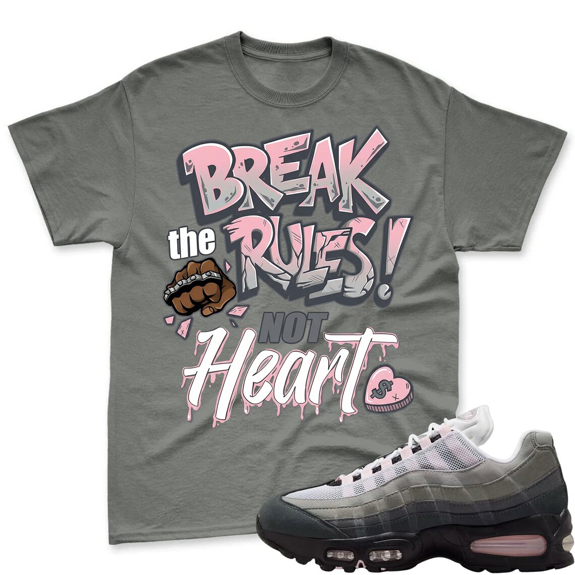 BREAK RULES! Shirt To Match Air Max 95 Pink Foam Black White OG Big Bubble