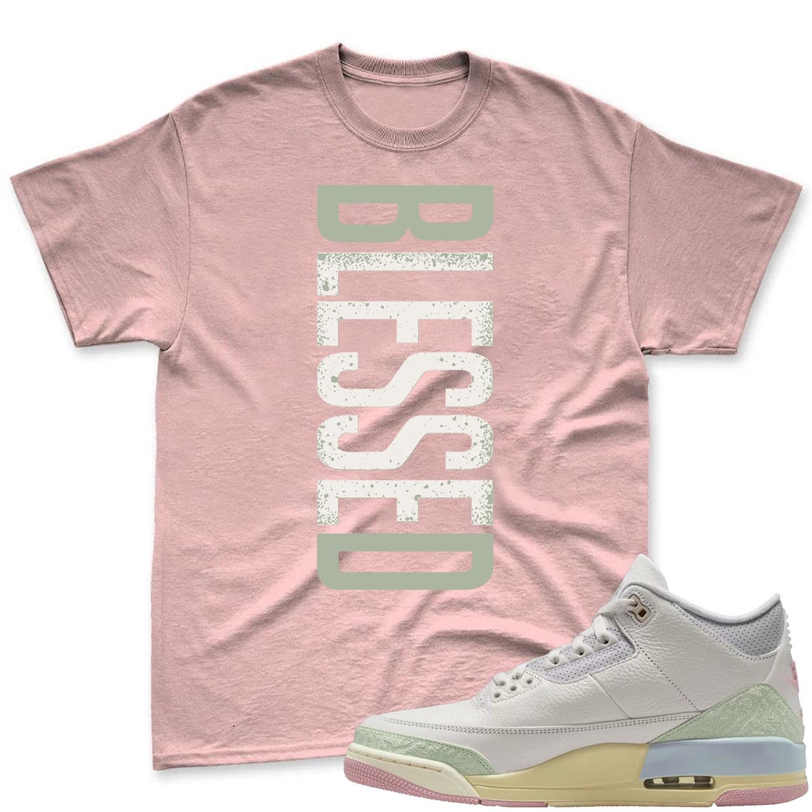 BLESSED! Shirt To Match Air Jordan 3 Sail & Jade Aura - Spring In The Air Matching Shirt