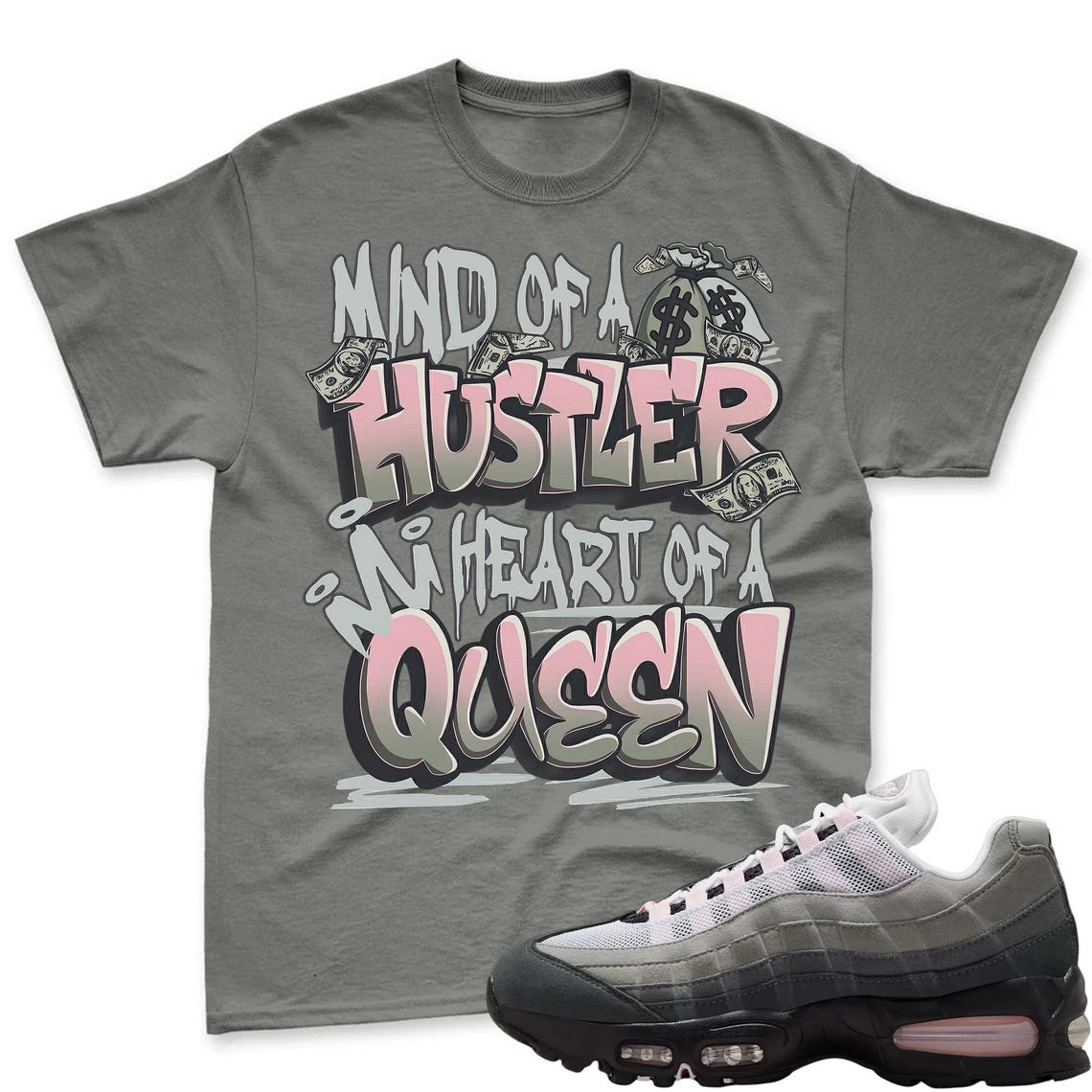 QUEEN! Shirt To Match Air Max 95 Pink Foam Black White OG Big Bubble