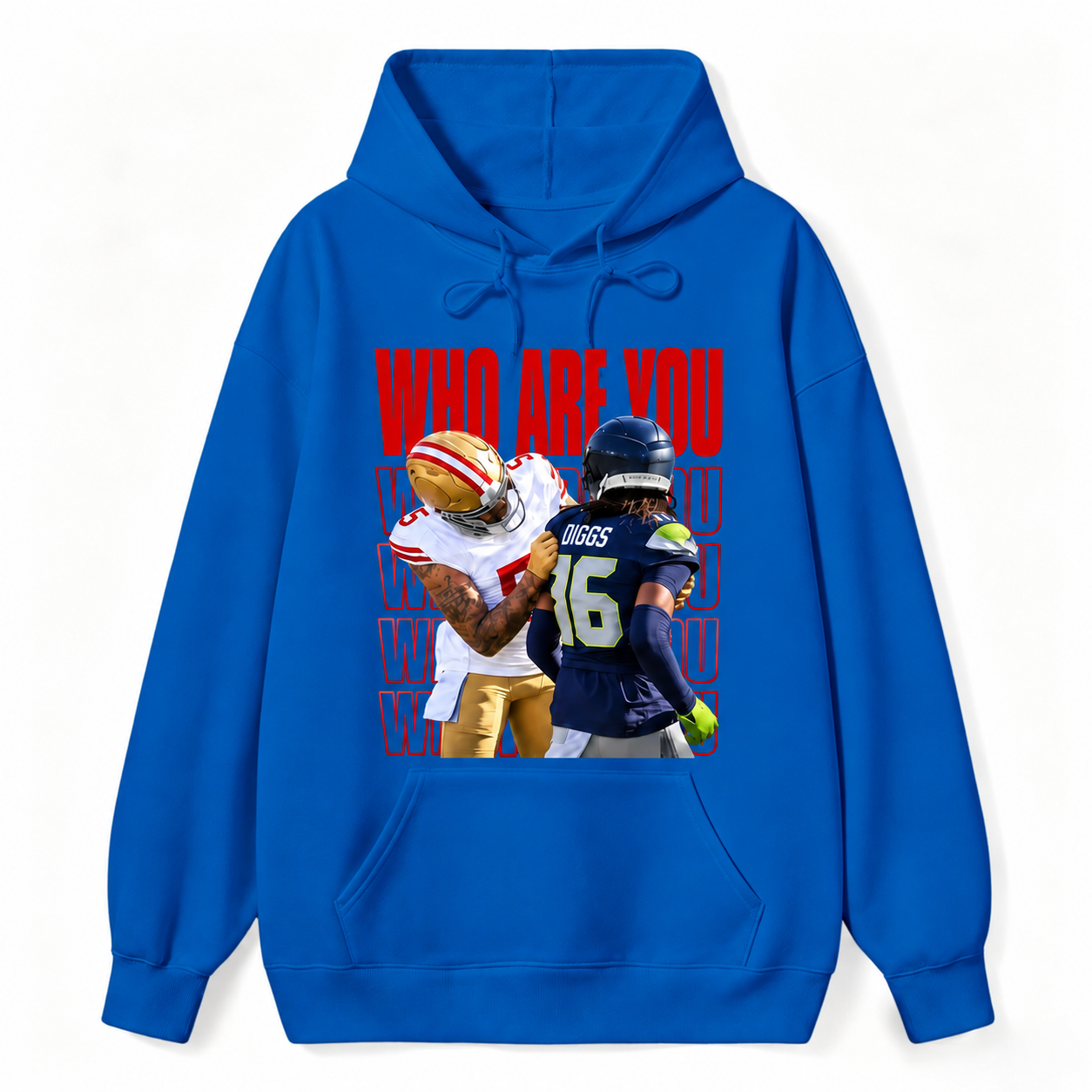 Who Are You Graphic Hoodie， Football Rivalry Print Tee, Funny Game Day Hoodie