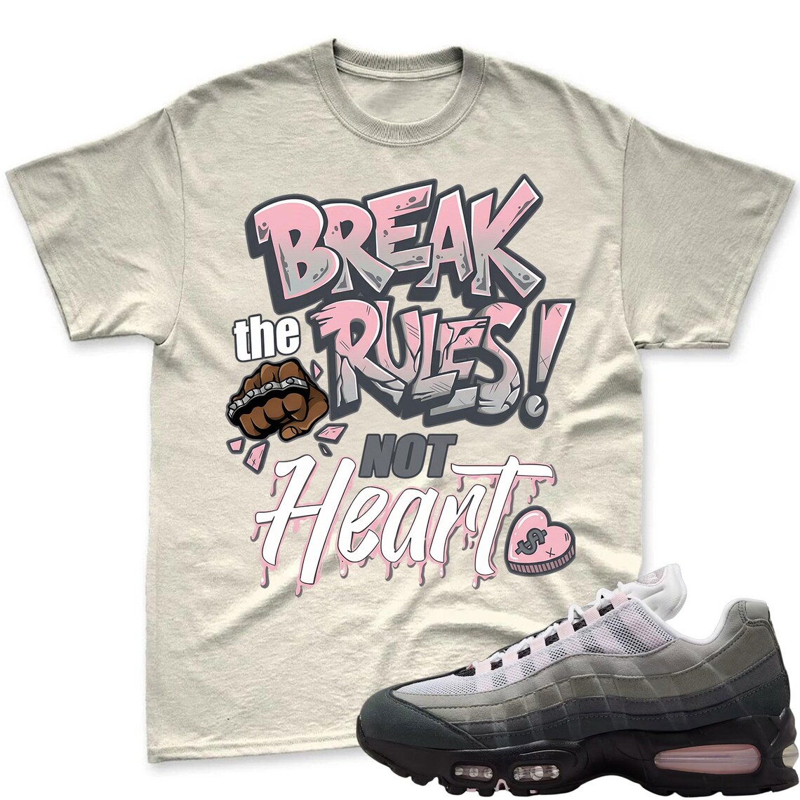 BREAK RULES! Shirt To Match Air Max 95 Pink Foam Black White OG Big Bubble