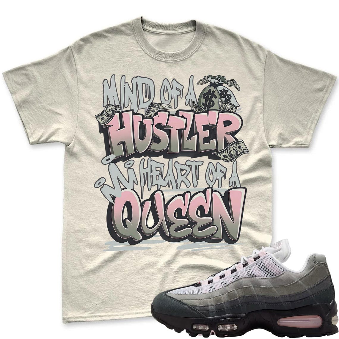 QUEEN! Shirt To Match Air Max 95 Pink Foam Black White OG Big Bubble