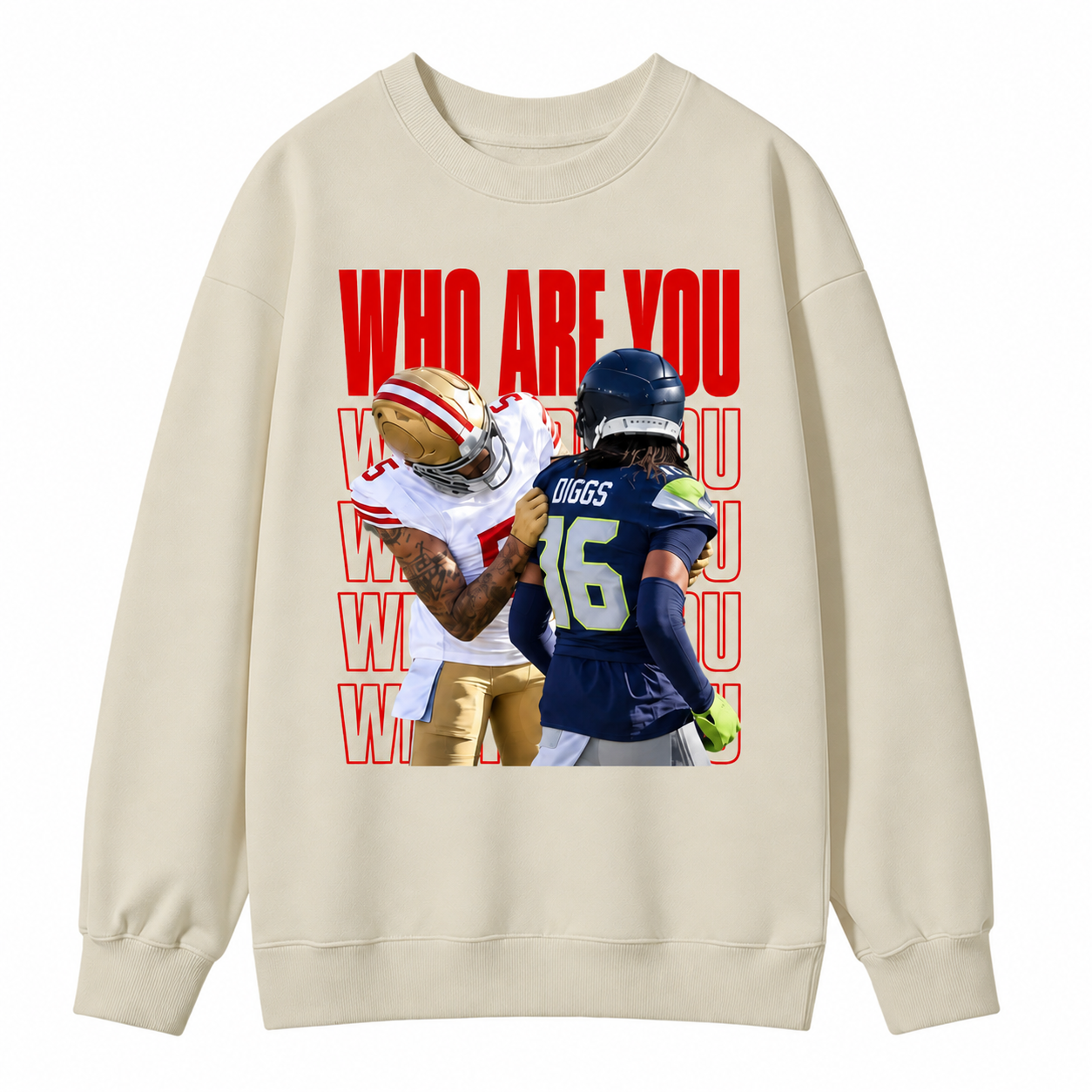 Who Are You Graphic Sweatshirt, Football Rivalry Print Sweatshirt, Funny Game Day Sweatshirt