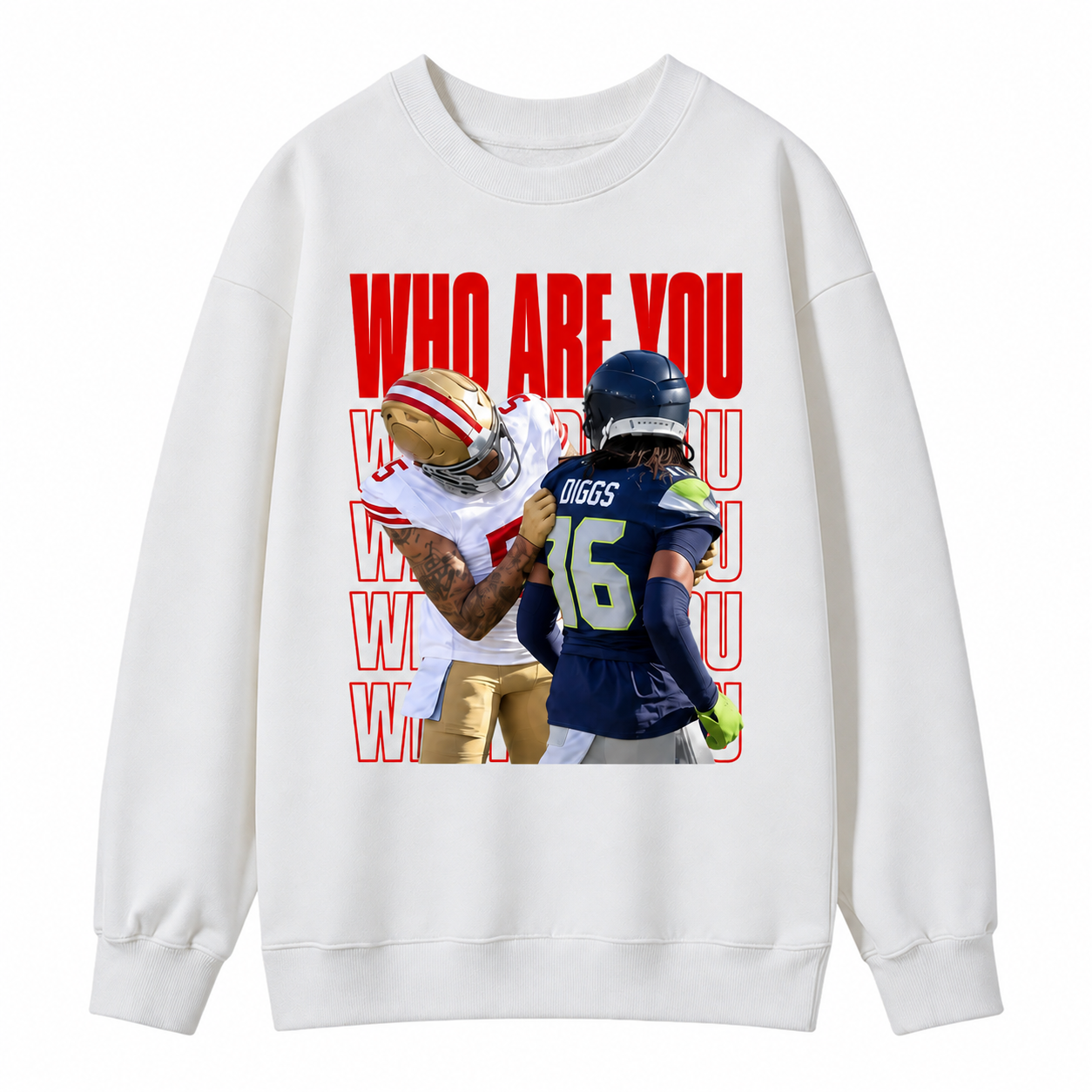Who Are You Graphic Sweatshirt, Football Rivalry Print Sweatshirt, Funny Game Day Sweatshirt