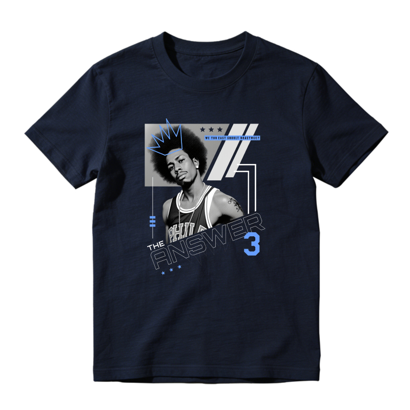 The Answer Three Basketball Player Sneaker T Shirt Matching Jordan 14 University Blue