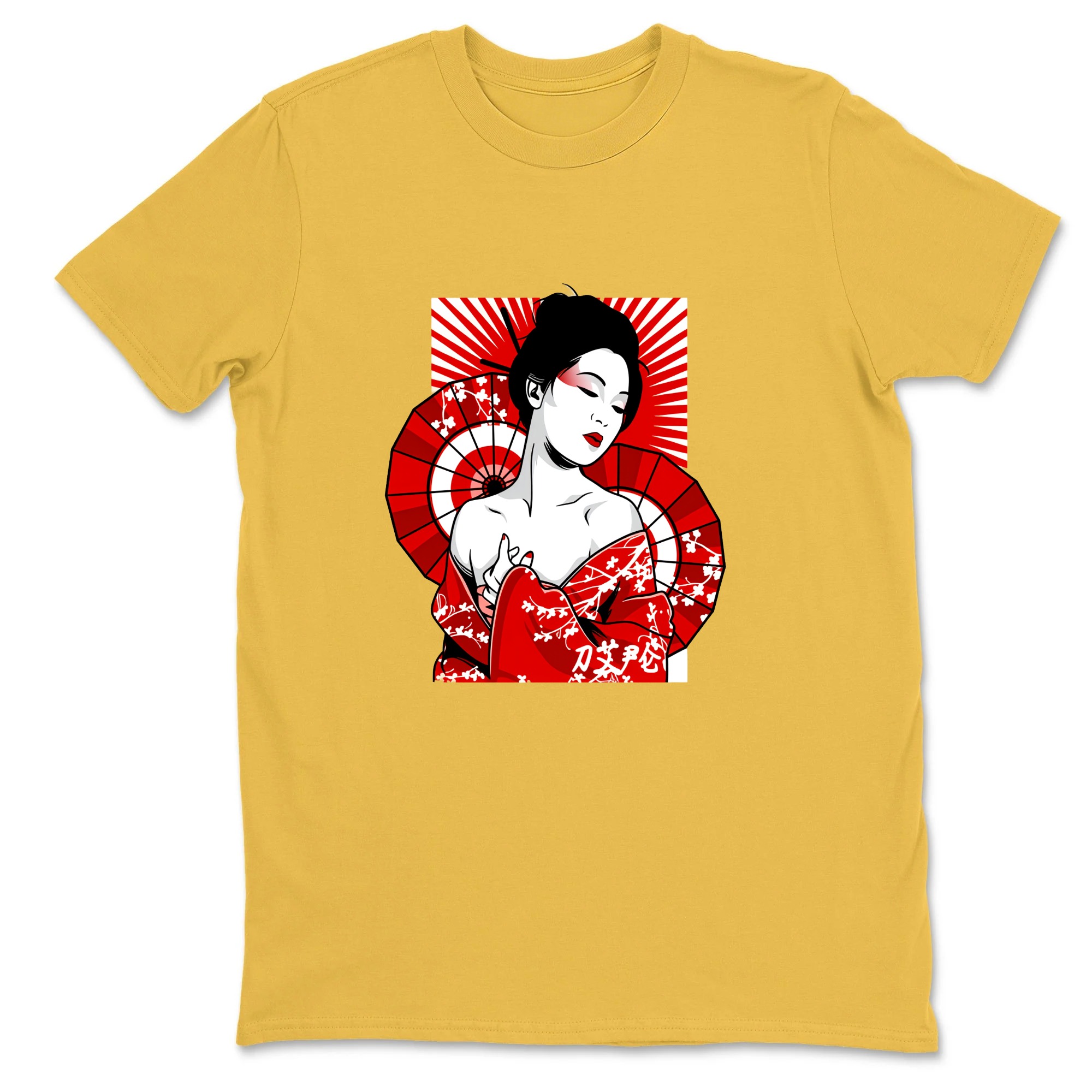 Geisha Fan Red Background Art Sneaker T Shirt Matching Jordan 13 OG Chicago Red/White
