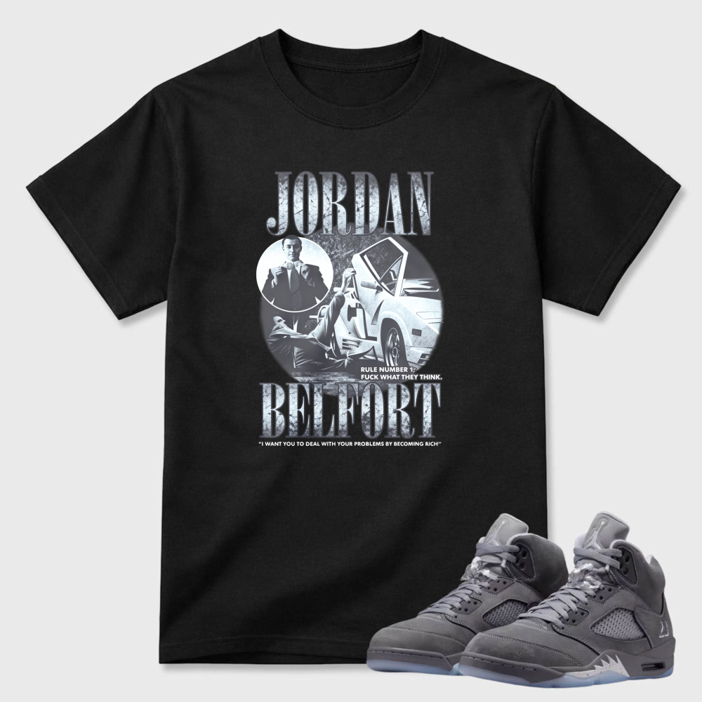 Jordan Brettport Movie Poster Design Sneaker T Shirt Matching Air Jordan 5 Wolf Grey
