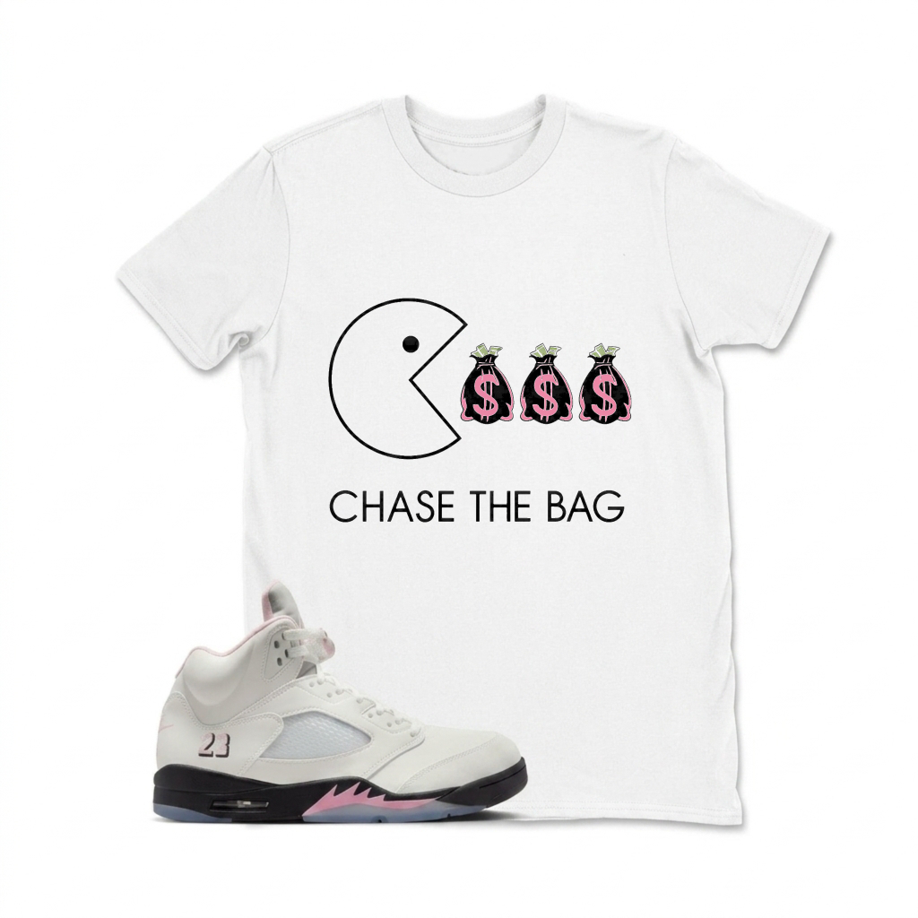 Pacman Sss Chase The Bag Sneaker T Shirt Matching  Air Jordan 5 Retro OG AJ5 Medium Soft Pink