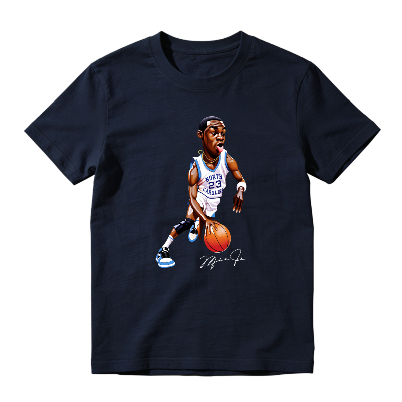 Basketball Player In Action Pose Sneaker T Shirt Matching Jordan 14 University Blue