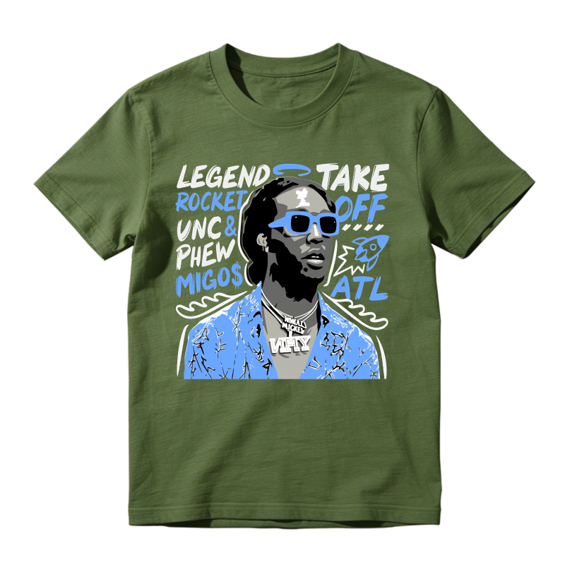 Legend Take Off Rocket Unc Phew Migos Atl Sneaker T Shirt Matching Jordan 14 University Blue
