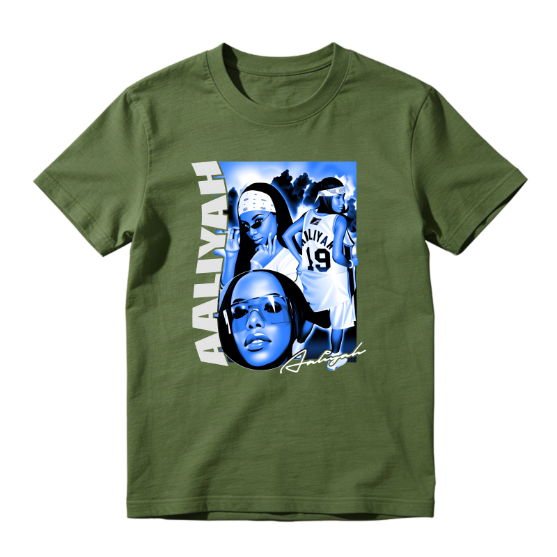 Aaliyah Portrait With Blue Tones Sneaker T Shirt Matching Jordan 14 University Blue