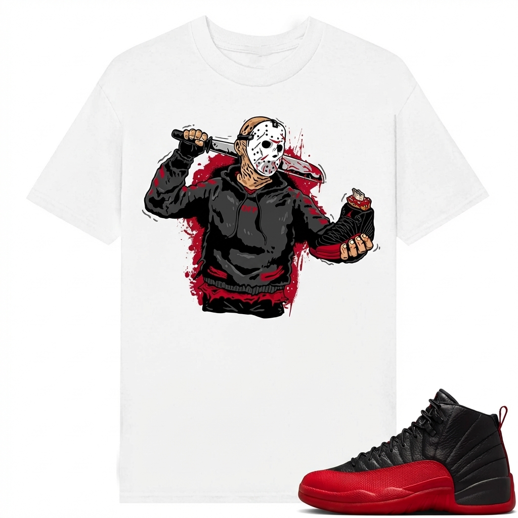 Horror comics Sneaker Matching Tee, Jordan 12 Flu game Sneaker Tees