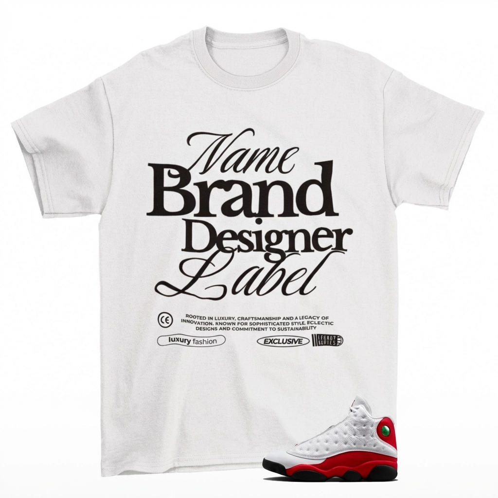 Designer Sneaker T Shirt Matching Jordan 13 OG Chicago Red/White