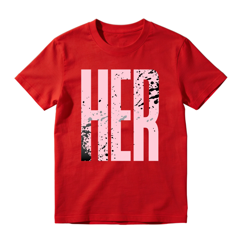 Her Pink Splatter Design Sneaker T Shirt Matching  Air Jordan 5 Retro OG AJ5 Medium Soft Pink