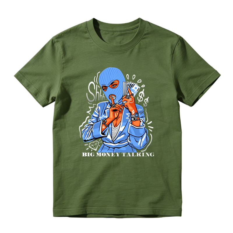 Blue Masked Figure Holding Phone Sneaker T Shirt Matching Jordan 14 University Blue
