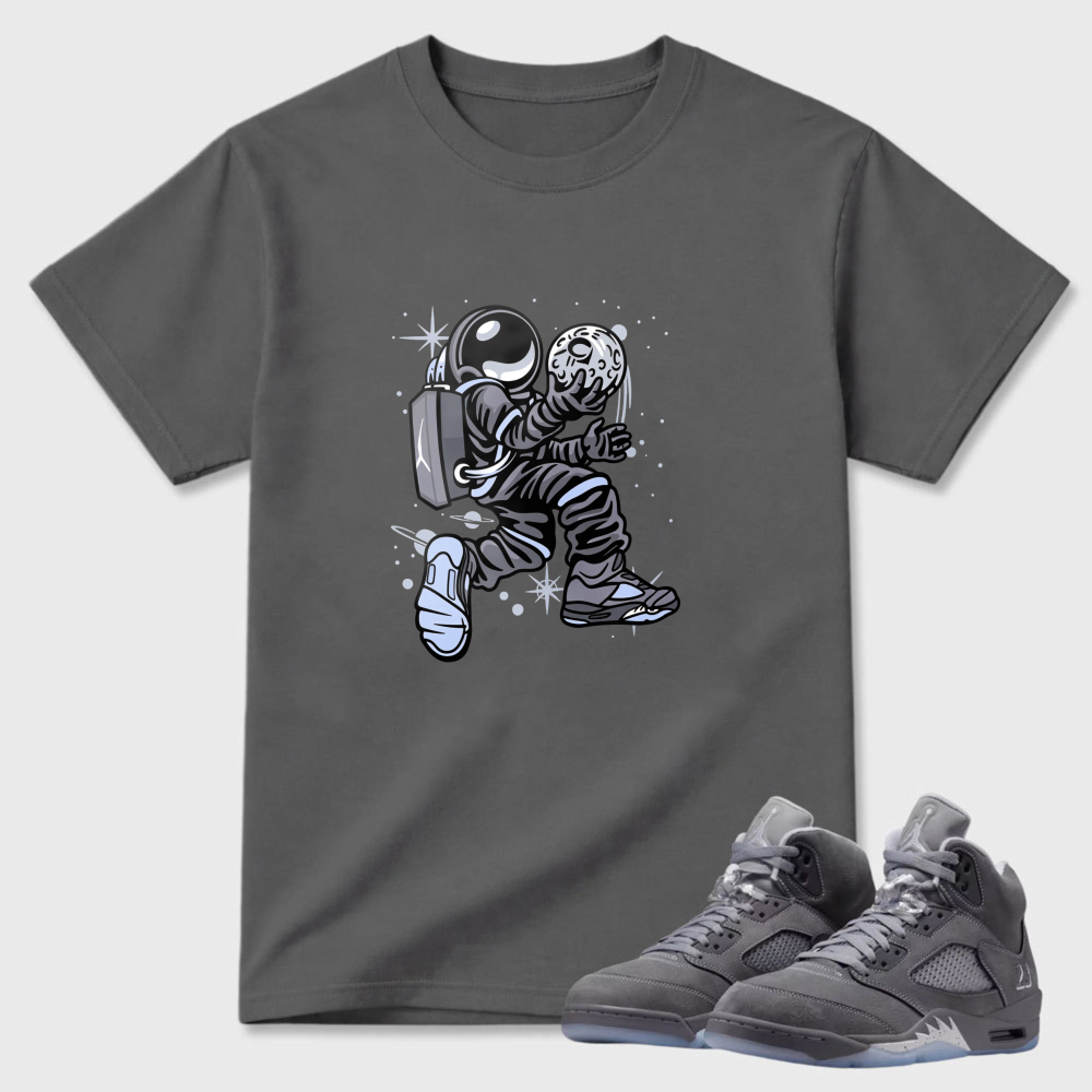 Astronaut Dancing With Sneakers Sneaker T Shirt Matching Air Jordan 5 Wolf Grey