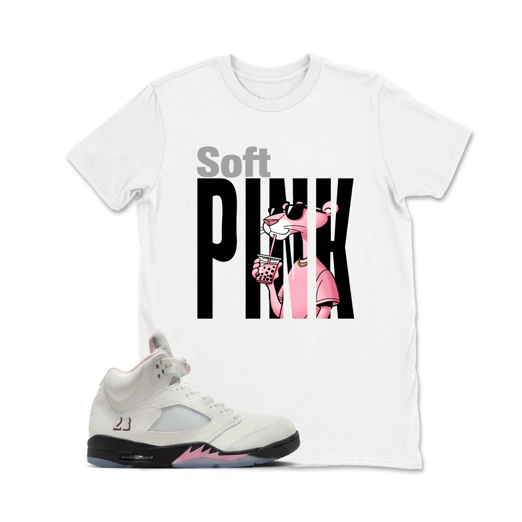 Soft Pink Panther Print Sneaker T Shirt Matching  Air Jordan 5 Retro OG AJ5 Medium Soft Pink