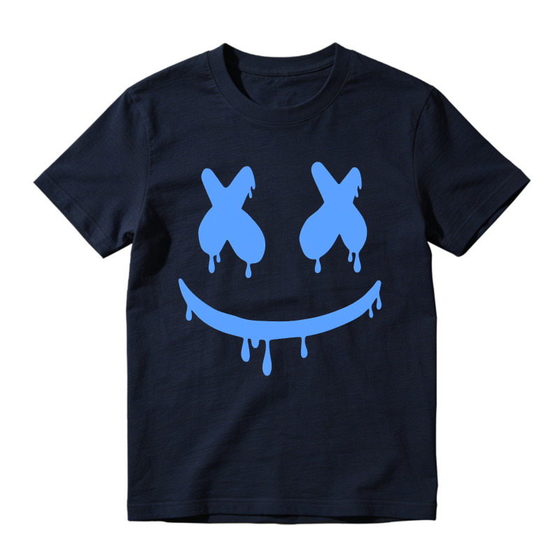 Blue Dripping Smile Face Pattern Sneaker T Shirt Matching Jordan 14 University Blue
