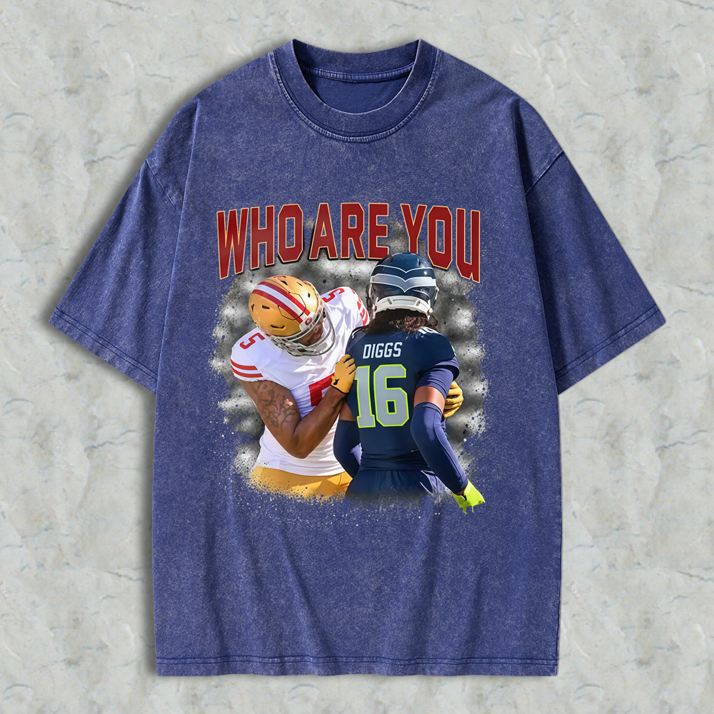 Who Are You Number 16 Football Player Graphic Washed T-shirt