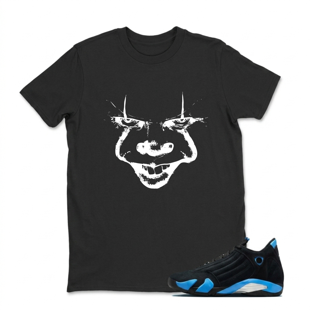 Cheshire Cat Face Print Sneaker T Shirt Matching Jordan 14 University Blue