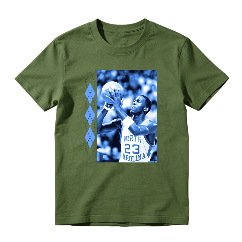 Basketball Player In Action Pose Sneaker T Shirt Matching Jordan 14 University Blue