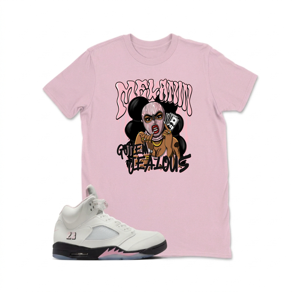 Pink Queen Cartoon Character Design Sneaker T Shirt Matching  Air Jordan 5 Retro OG AJ5 Medium Soft Pink