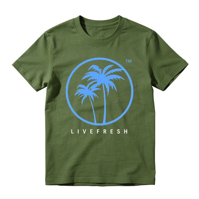 Blue Palm Trees Circle Logo Sneaker T Shirt Matching Jordan 14 University Blue