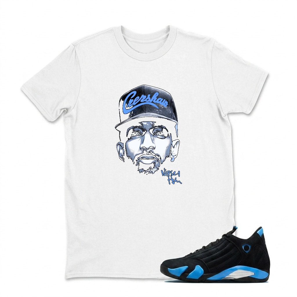 Cereshaw Cap Portrait Signature Sneaker T Shirt Matching Jordan 14 University Blue