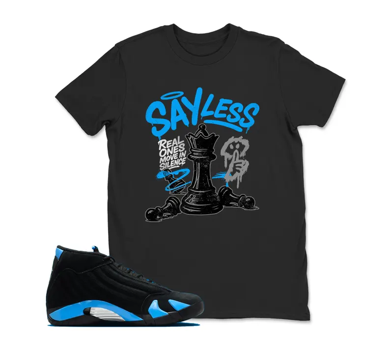 [Copy]Dripping Shoe 14'S Sneaker Tees - Jordan 14 University Blue Matching Sneaker Tee Shirt Black
