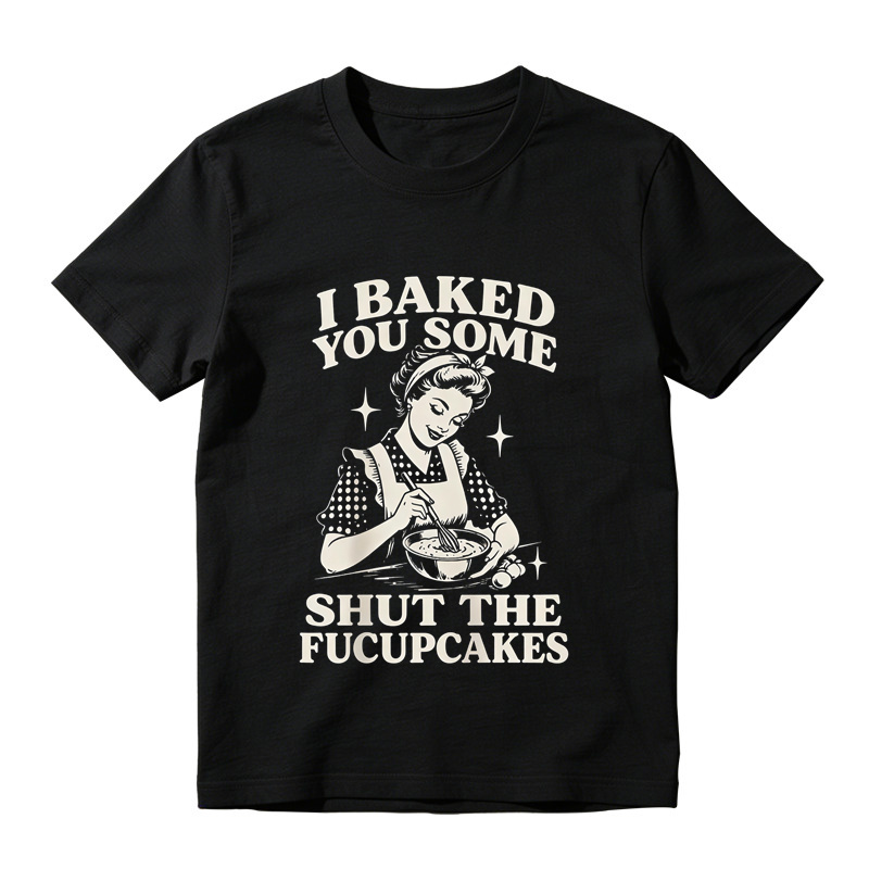 Retro Baking Lady Graphic T-Shirt, Funny Baker Cupcake Tee
