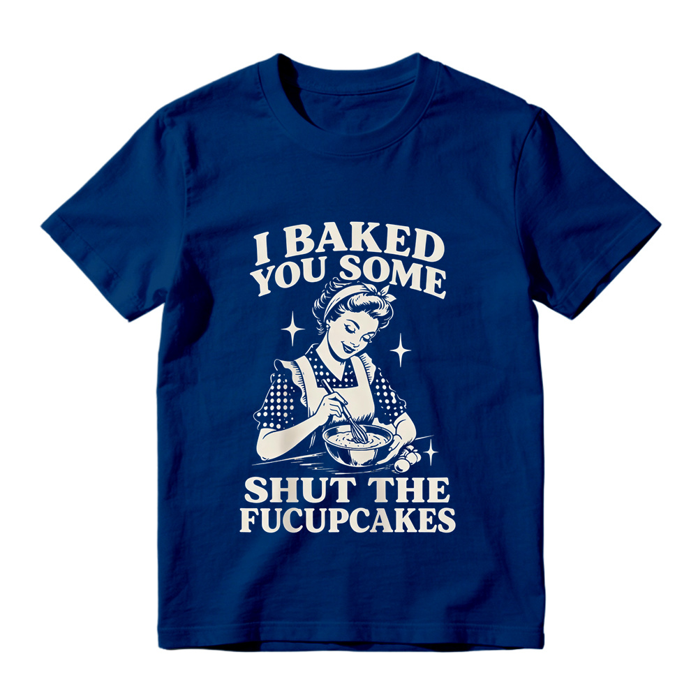 Retro Baking Lady Graphic T-Shirt, Funny Baker Cupcake Tee