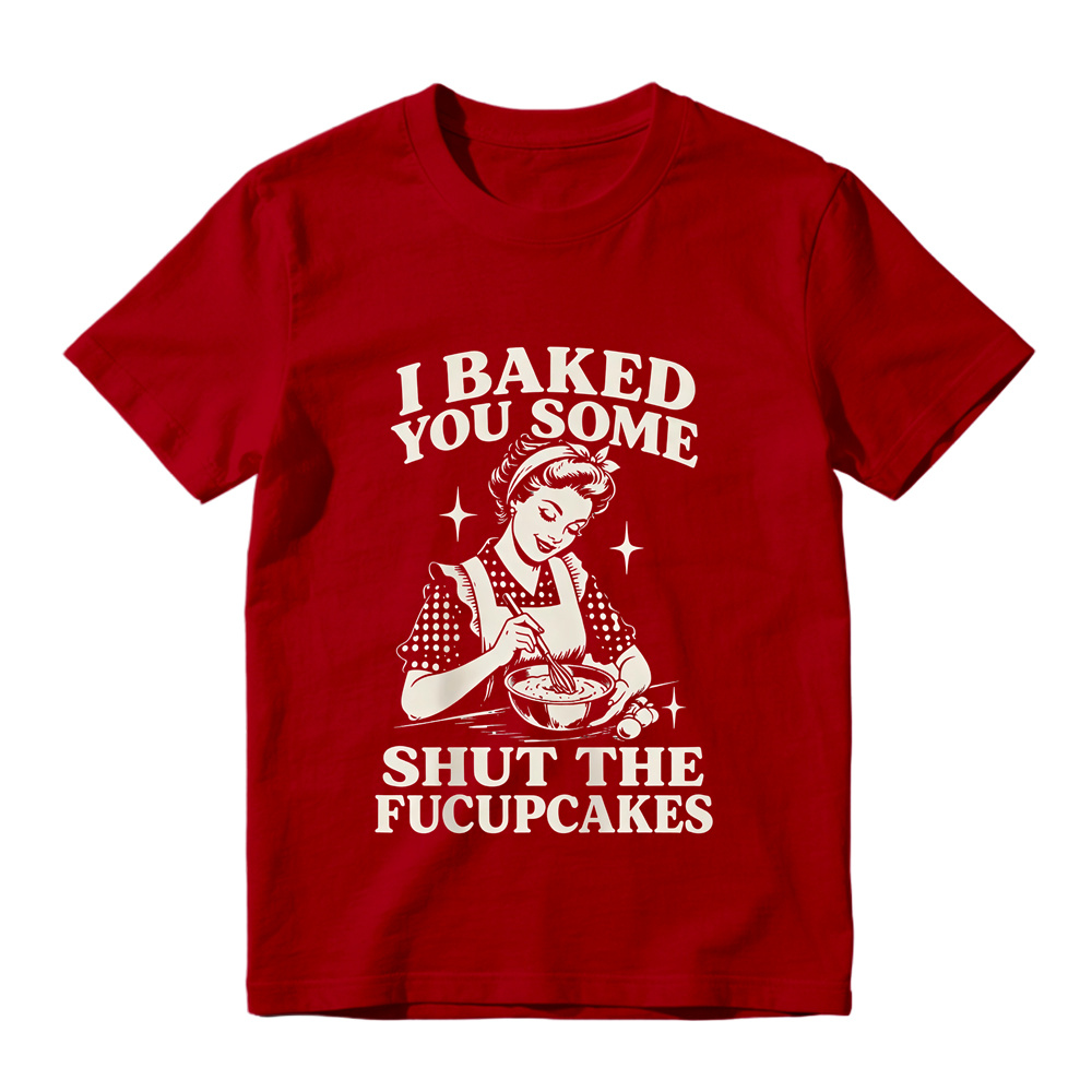 Retro Baking Lady Graphic T-Shirt, Funny Baker Cupcake Tee
