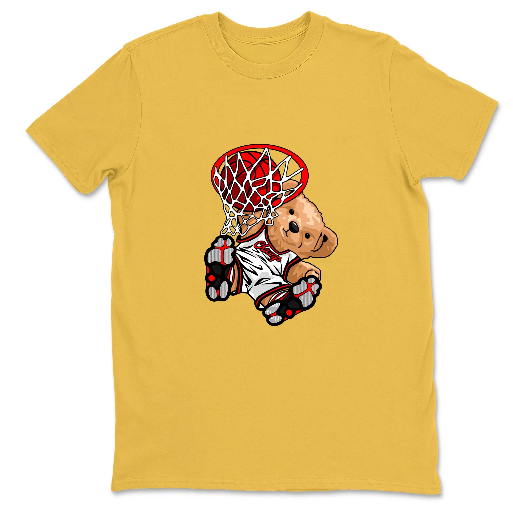 Teddy Bear Basketball Dunking Net Sneaker T Shirt Matching Jordan 13 OG Chicago Red/White