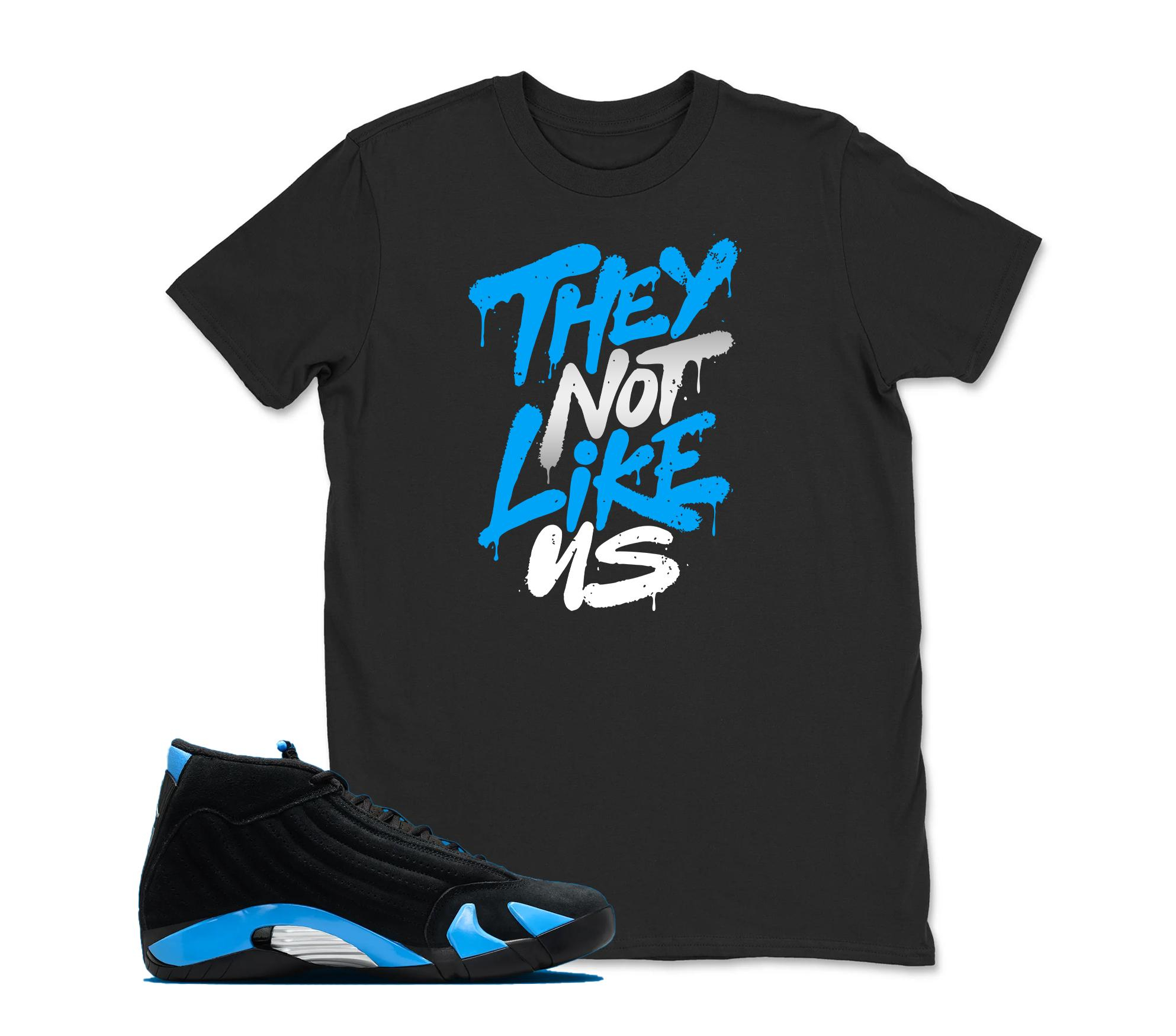 They note like US Sneaker Tees - Jordan 14 University Blue Matching Sneaker Tee Shirt Black