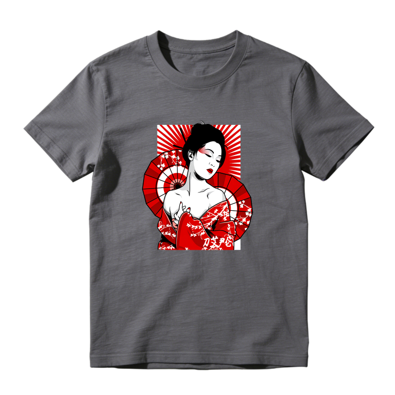 Geisha Fan Red Background Art Sneaker T Shirt Matching Jordan 13 OG Chicago Red/White