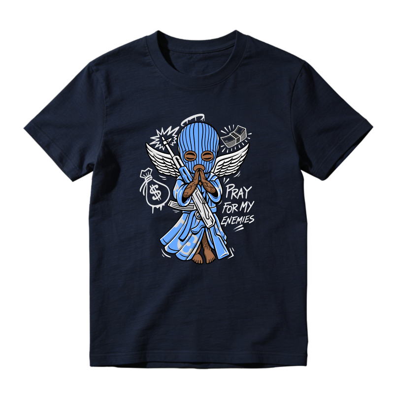 Blue Angel With Wings And Gun Sneaker T Shirt Matching Jordan 14 University Blue